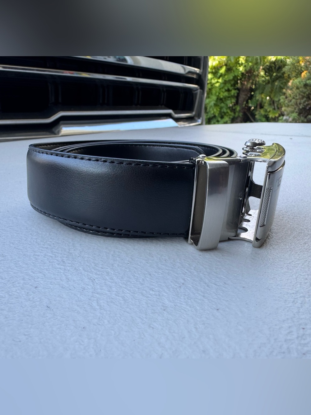 Tour Gear Ratchet Belt, Men, Black Belt-Satin Silver Buckle, Sz 28-48”,used once